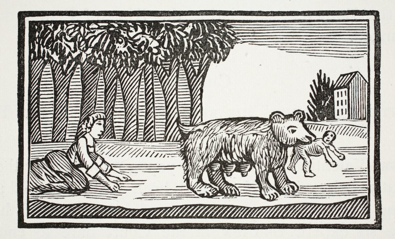 Valentijn en Orson, illustratie uit Chap-books van de Achttiende Eeuw door John Ashton, uitgegeven 1882 door English School