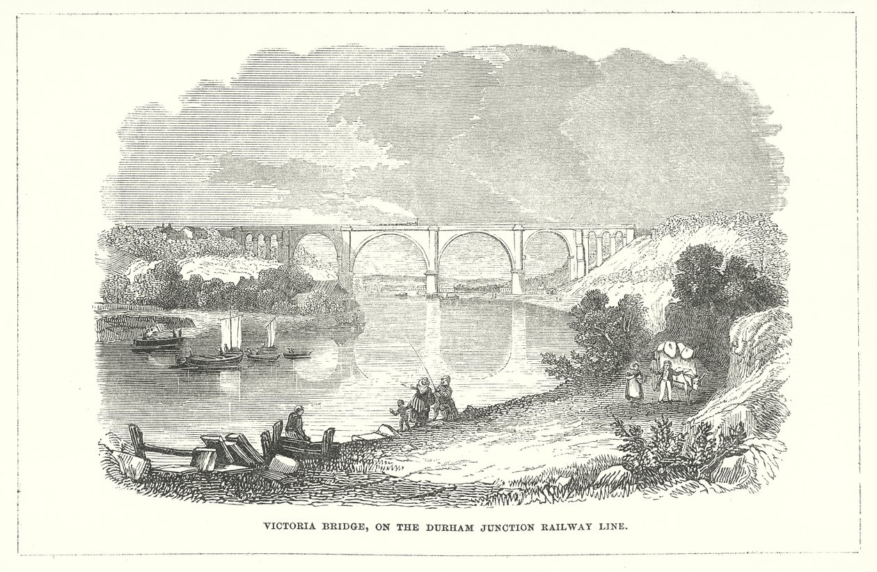 Victoria Bridge, op de Durham Junction Railway Line (gravure) door English School