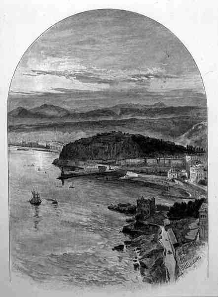 Uitzicht vanaf de Weg naar Fort Montalban, Nice, Frankrijk, uit 