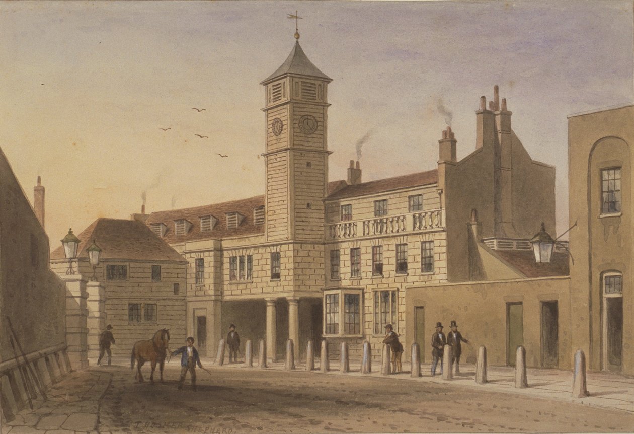 Uitzicht op Bridge House in Bridge Yard, Tooley Street, 1846 door English School