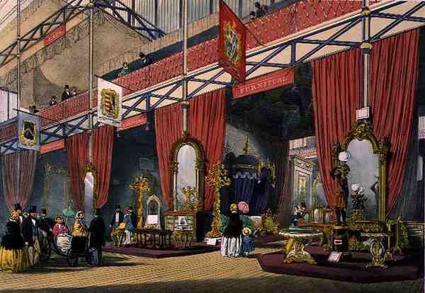 Uitzicht op de meubelsectie van de Grote Tentoonstelling van 1851, uit Dickinson