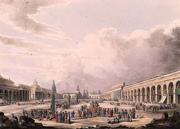 Uitzicht op het Grote Plein met de Winkels in Moskou, plaat 3 uit 