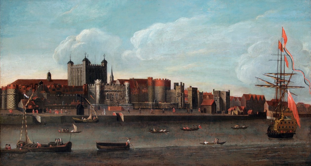 Uitzicht op de toren, ca. 1700 door English School