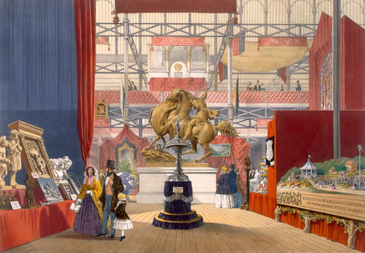 Uitzicht op de Zollyverein Muziekinstrumentenstand op de Grote Tentoonstelling van 1851, uit Dickinsons Comprehensive Pictures door English School