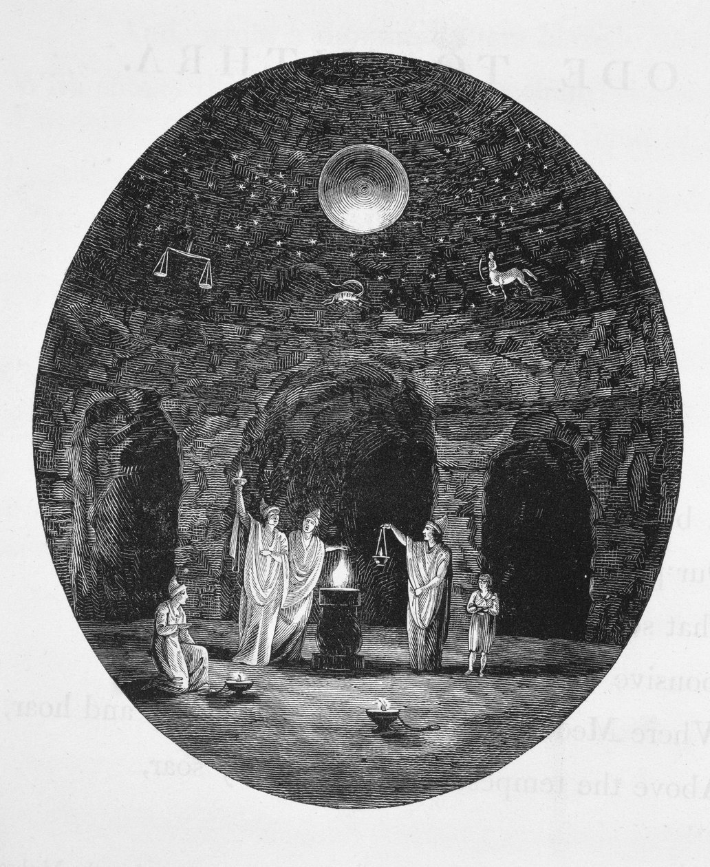Uitzicht op de oude mysterieuze rituelen gevierd in de Mithraïsche grot door English School