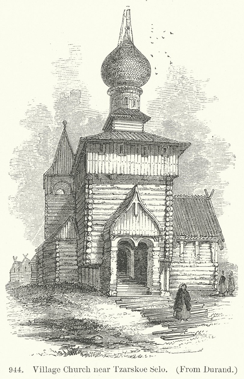Dorpskerk bij Tzarskoe Selo (gravure) door English School