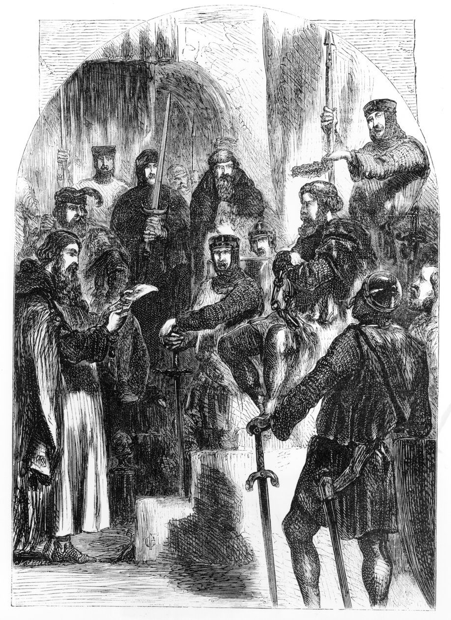 Wallace gekroond met laurier in Westminster Hall door English School