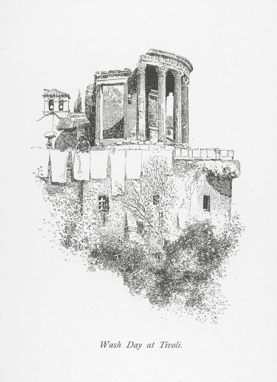 Wasdag in Tivoli (litho) door English School