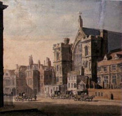 Westminster Hall en New Palace Yard, c.1808 door English School