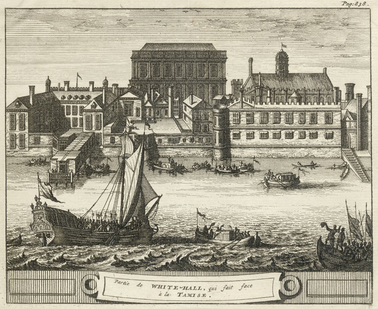 Whitehall, Westminster, Londen, VK (gravure) door English School