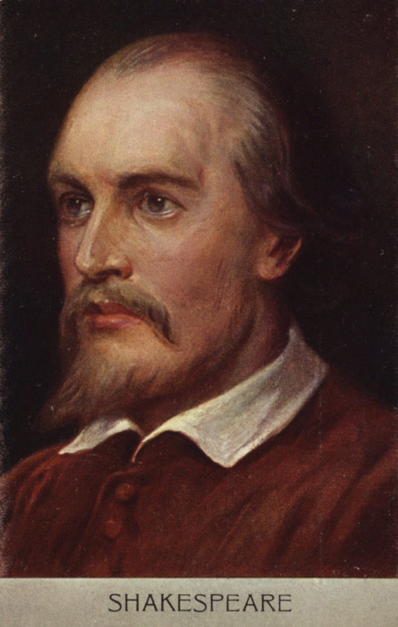 William Shakespeare (c1564-1616), Engels toneelschrijver en dichter (kleurenlitho) door English School