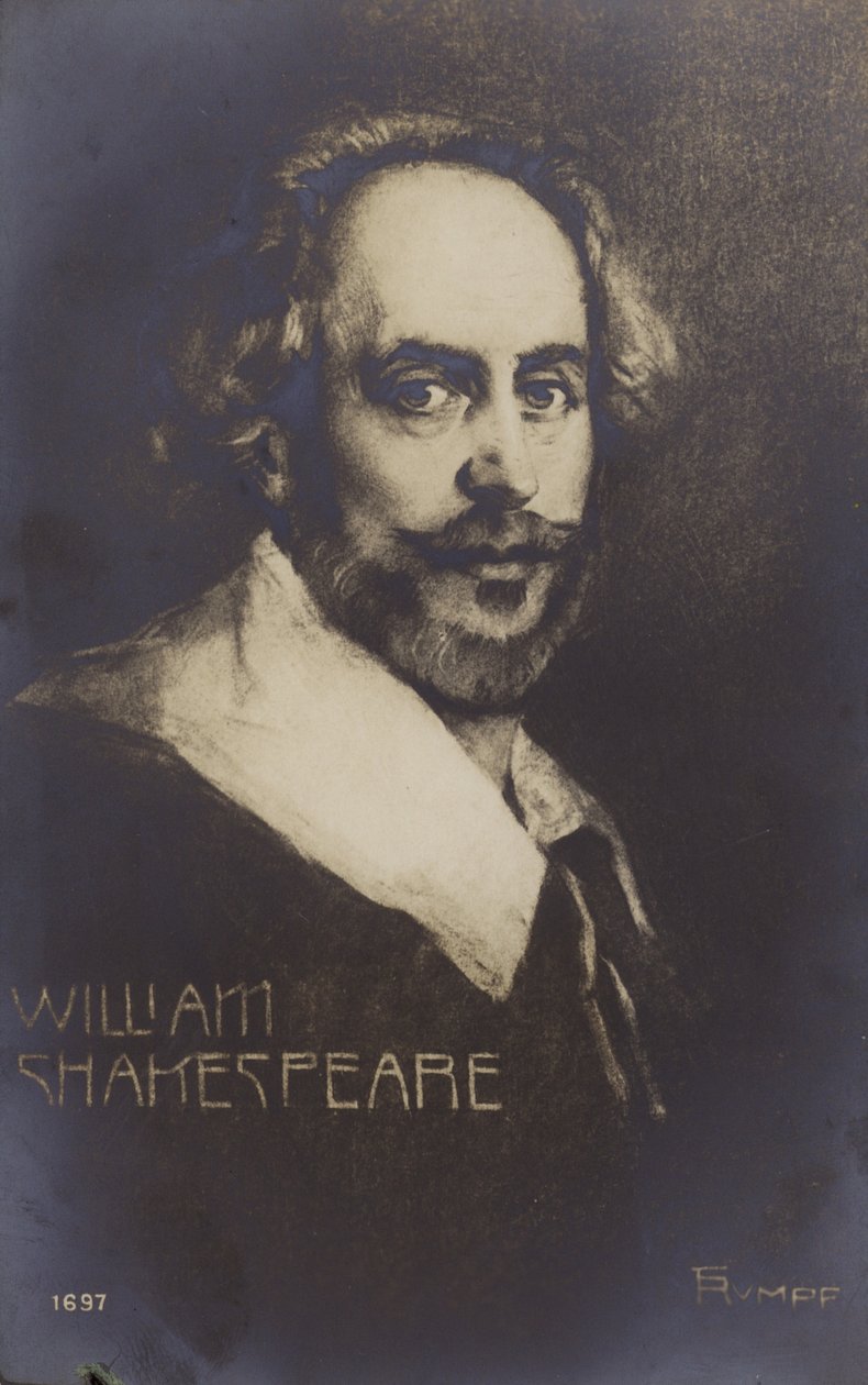 William Shakespeare (c1564-1616), Engels toneelschrijver en dichter (litho) door English School