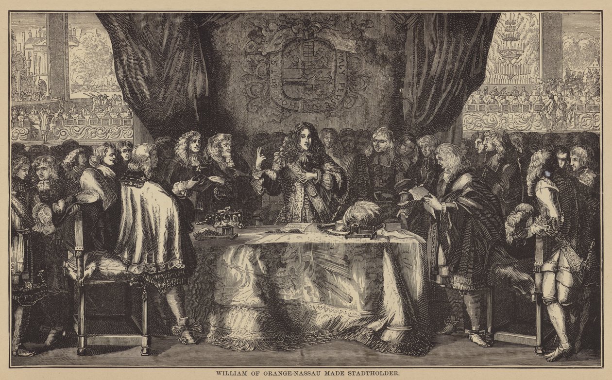 Willem van Oranje-Nassau tot stadhouder (gravure) door English School