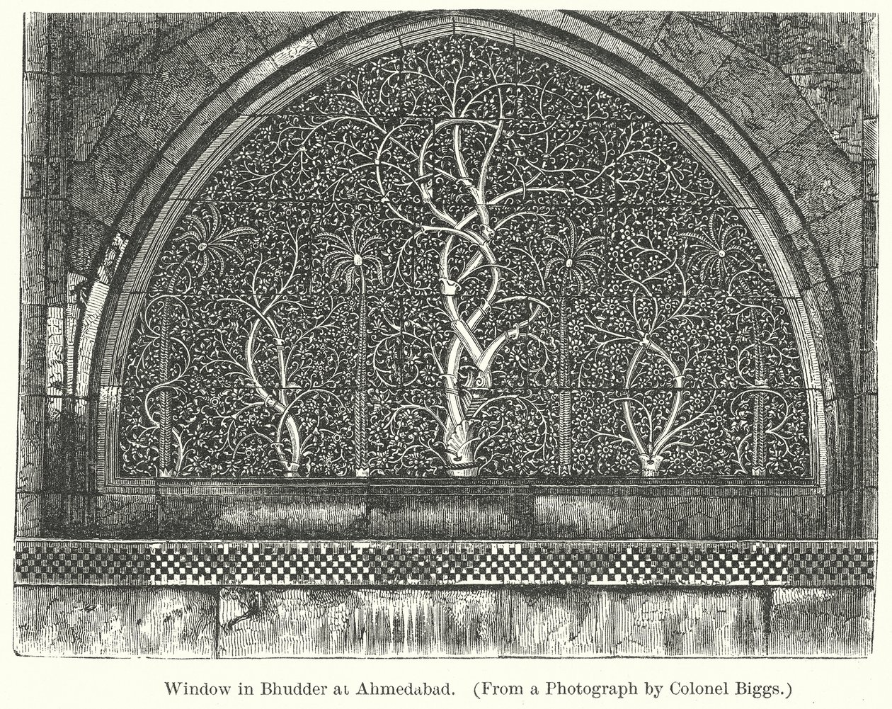 Venster in Bhudder in Ahmedabad (gravure) door English School