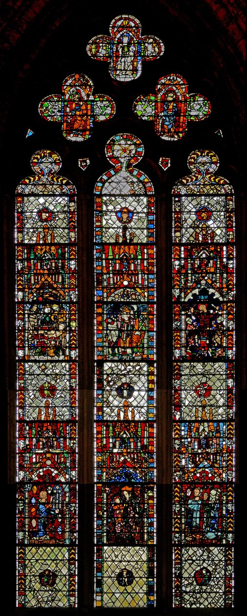 Raam w39 met de martelaarschapen van St. Laurentius, St. Denys en St. Eleutherius door English School