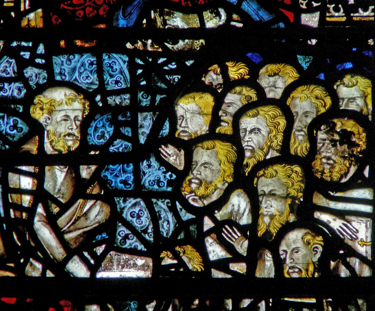 Raam w3 met Christus wast de voeten van zijn discipelen door English School