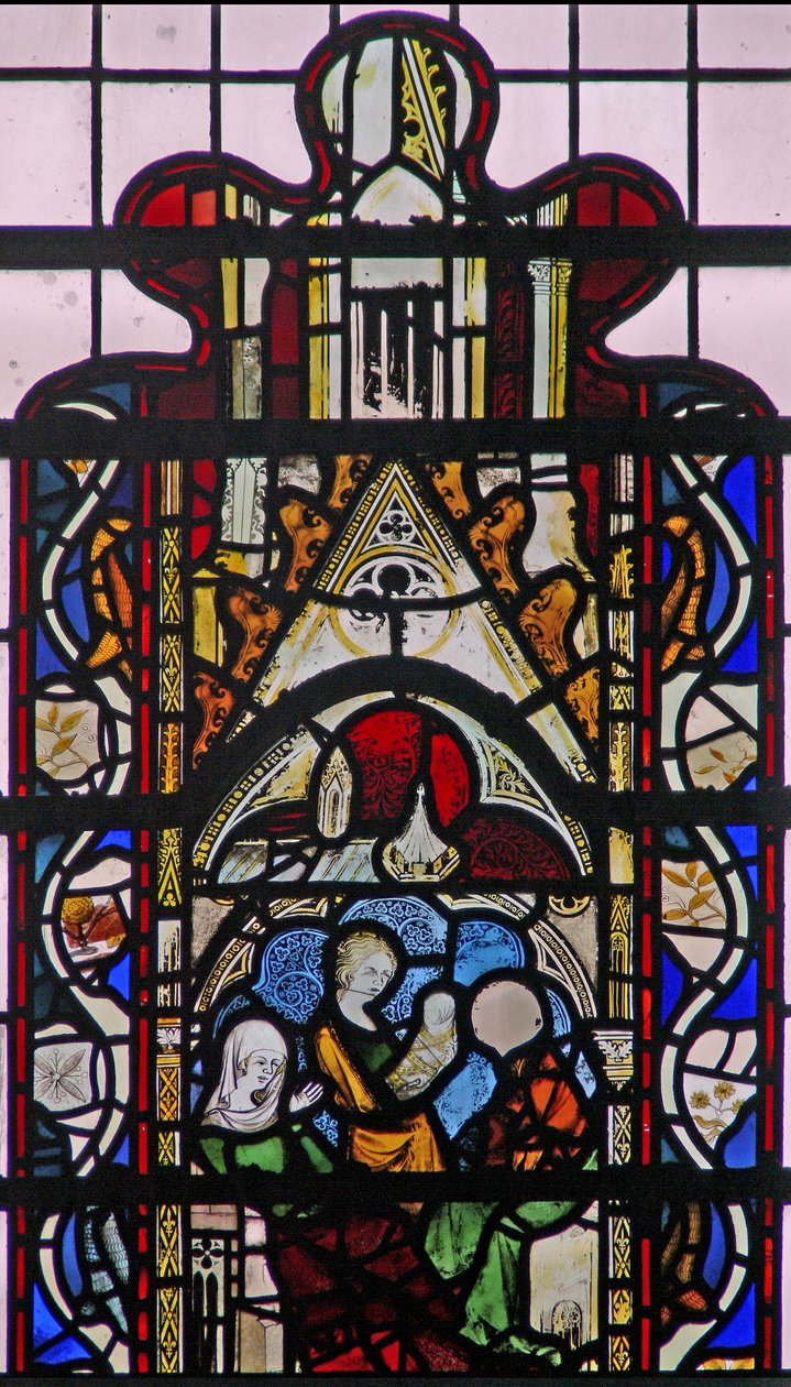 Raam w43 met de geboorte van St. Johannes de Doper door English School