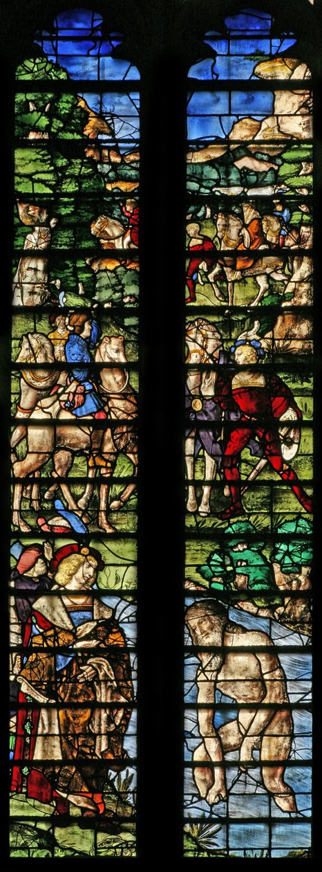 Naäman gewassen in de Jordaan (detail) door English School