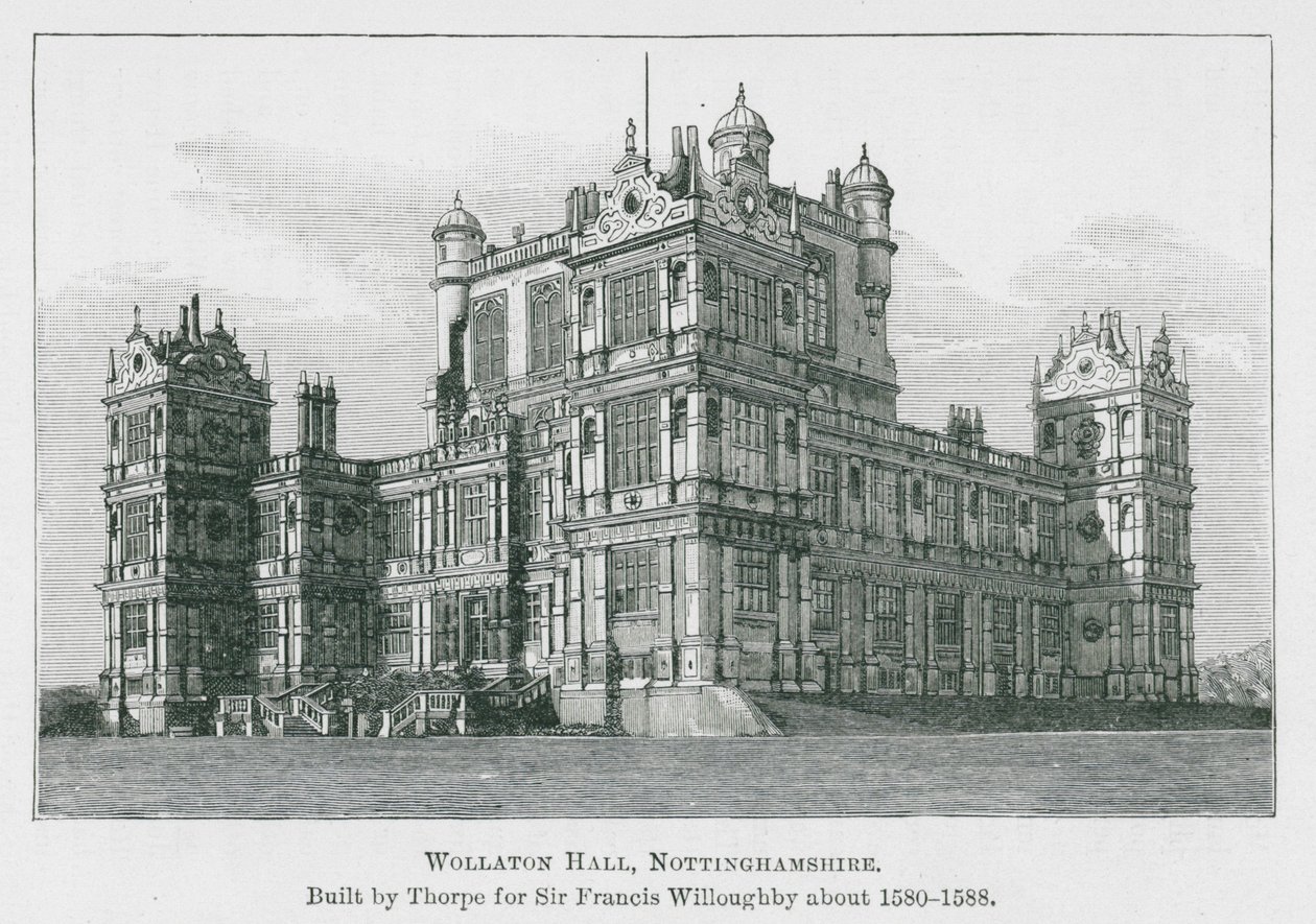 Wollaton Hall, Nottinghamshire (litho) door English School