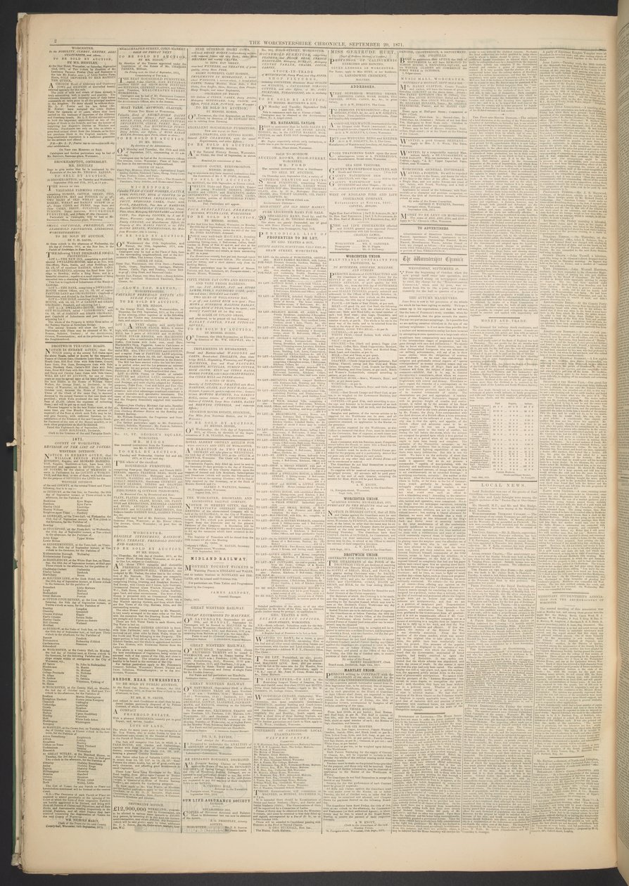 Worcestershire Chronicle, 20 september 1871 door English School