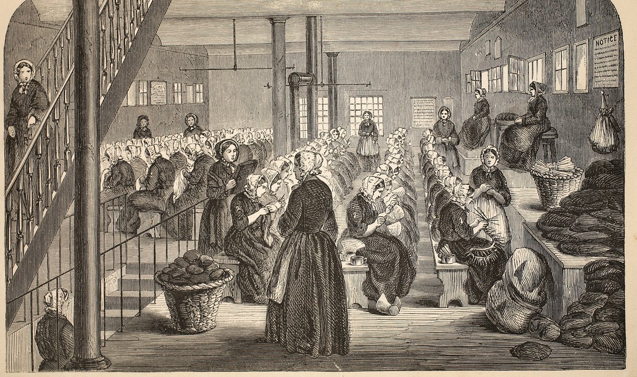 Werkruimte, op het Silent System, in het House of Correction, Tothill Fields, illustratie uit The Criminal Prisons of London and Scenes from Prison Life door Henry Mayhew en John Binny, uitgegeven in 1862 door English School