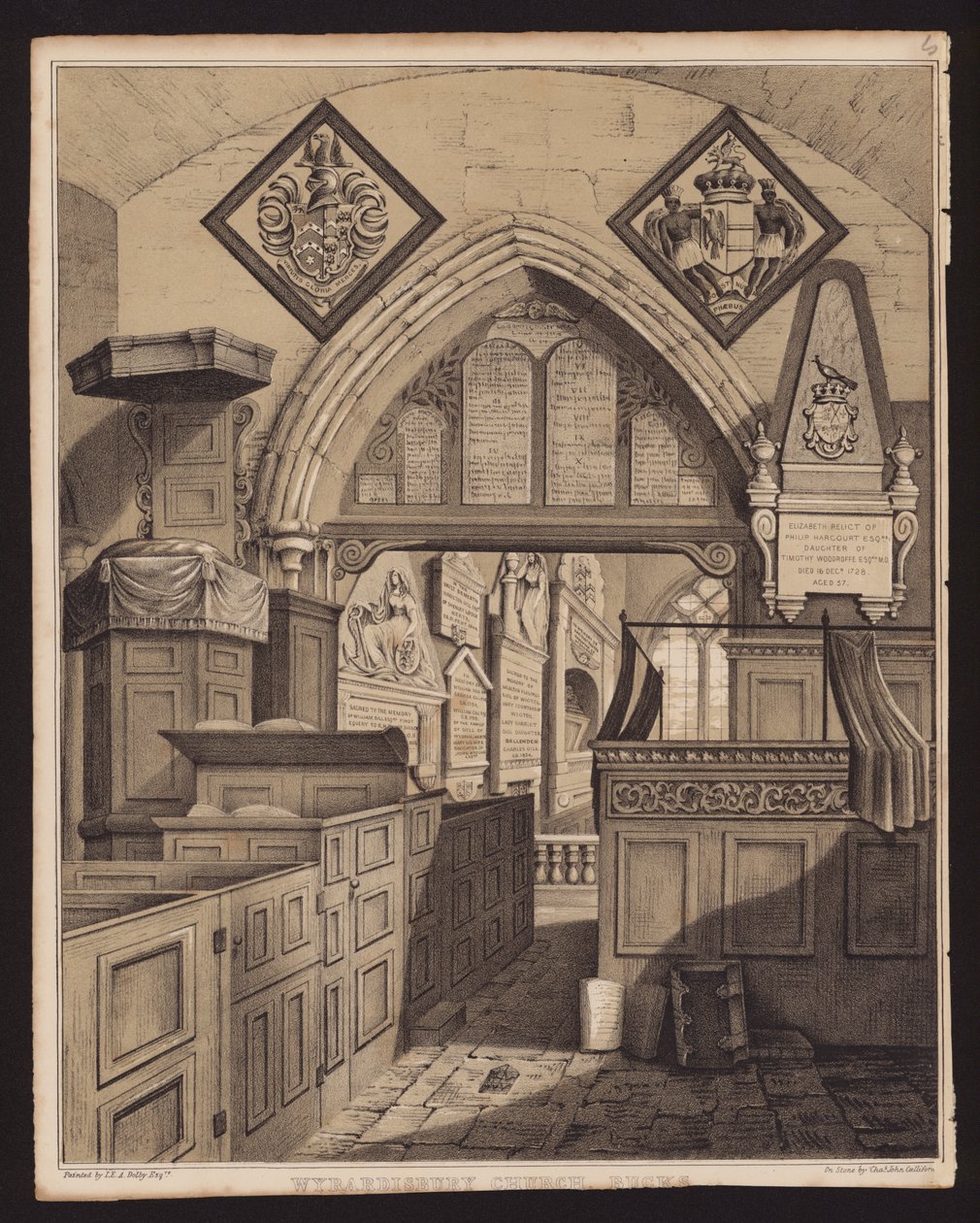 Wyrardisbury Church, Bucks (gravure) door English School