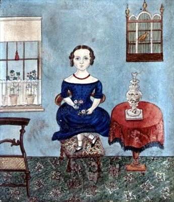 Jong meisje dat danst op een stoel in een interieur, c.1840 door English School
