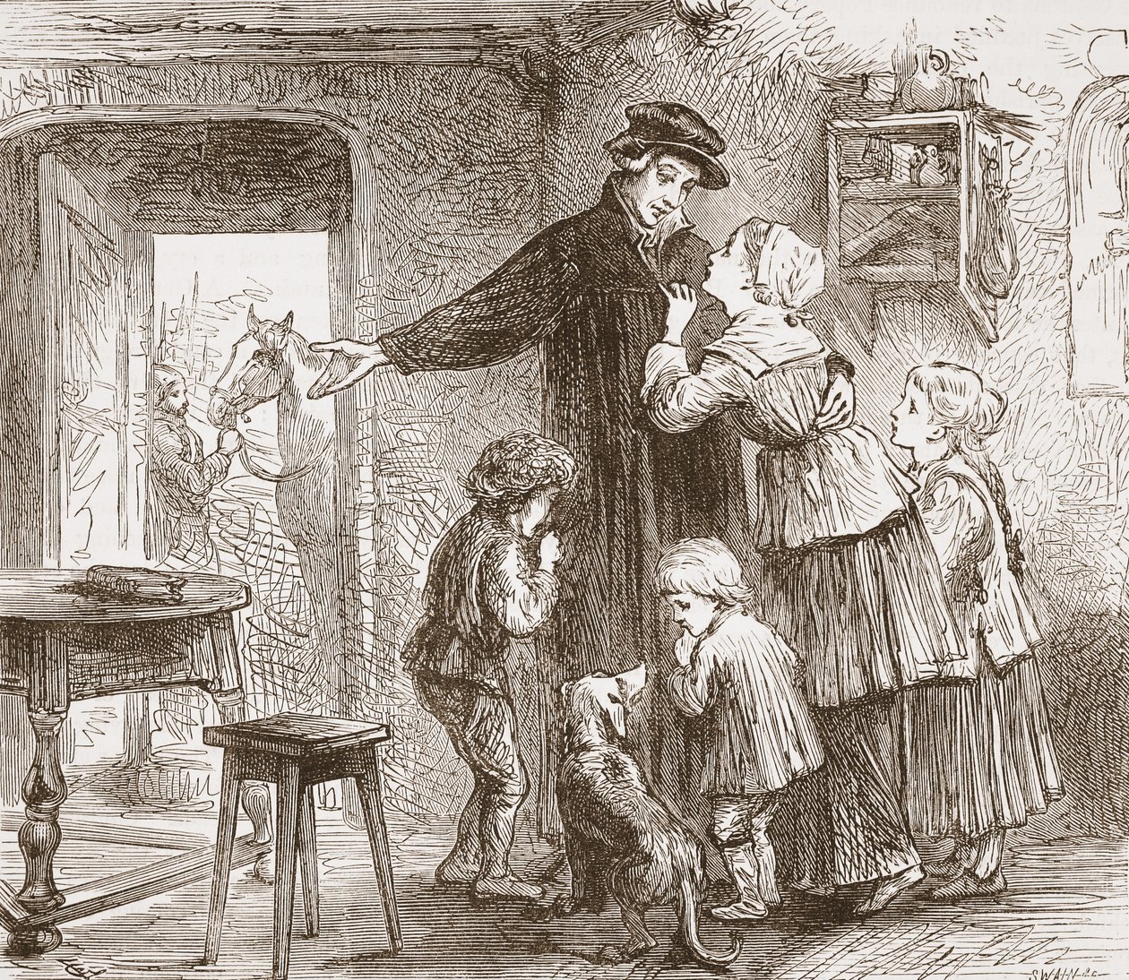 Zwingli vertrekt om zich bij het leger aan te sluiten, illustratie uit De Geschiedenis van het Protestantisme door James Aitken Wylie, gepubliceerd in 1878 door English School