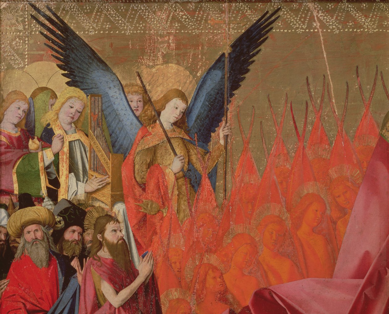 Engelen en uitverkorenen (detail van de Kroning van de Maagd) door Enguerrand Quarton