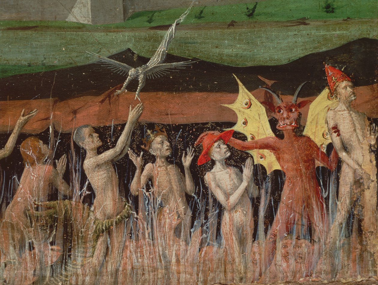 Opstanding van de doden, demon, detail van de Kroning van de Maagd, 1453-54 door Enguerrand Quarton
