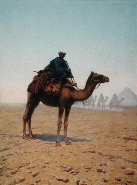 Een Karavaan die een Piramide Passeert, c.1869 door Enrico Tarenghi