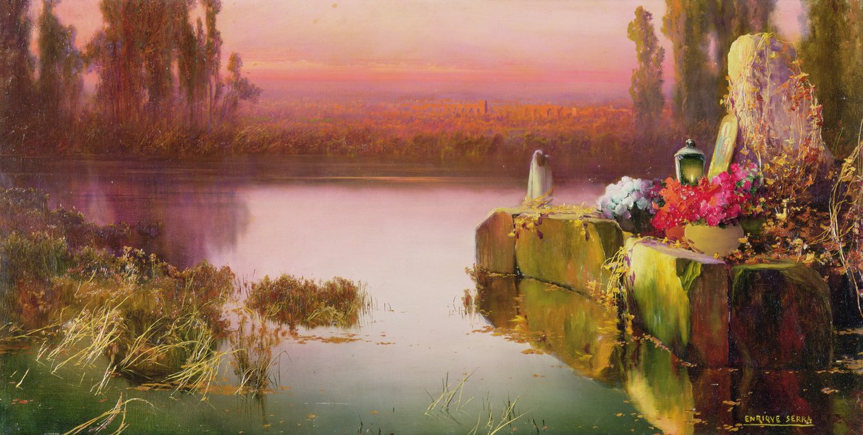 Overstroomde Ruïnes bij Zonsondergang, c.1898 door Enrique Serra