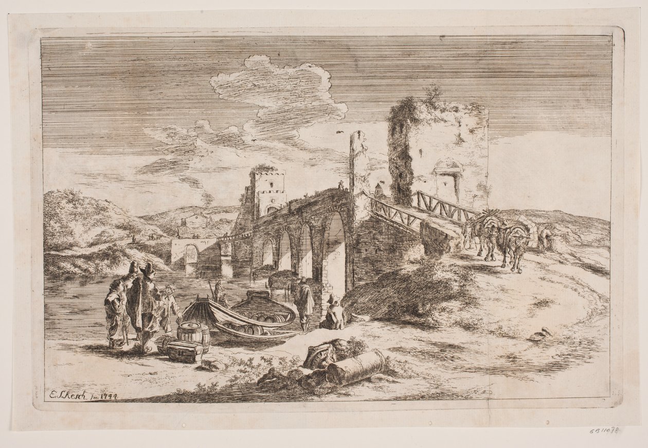 Ponte Milvio door Erasmus Sigismund Resch