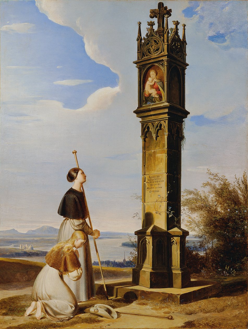 Twee pelgrims voor een beeld ("Ave Maria") door Erasmus von Engert
