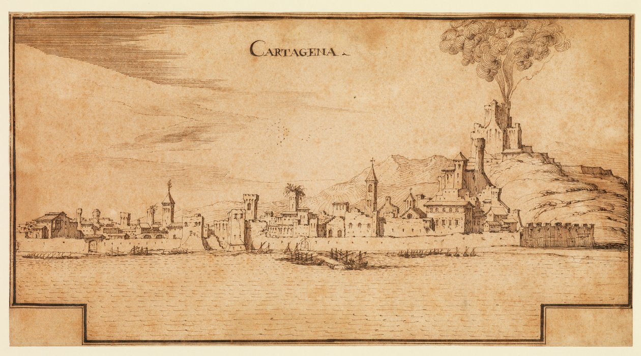 Uitzicht op Cartagena, Spanje, ca. 1642 door Ercole Frigoni Bazzicaluva