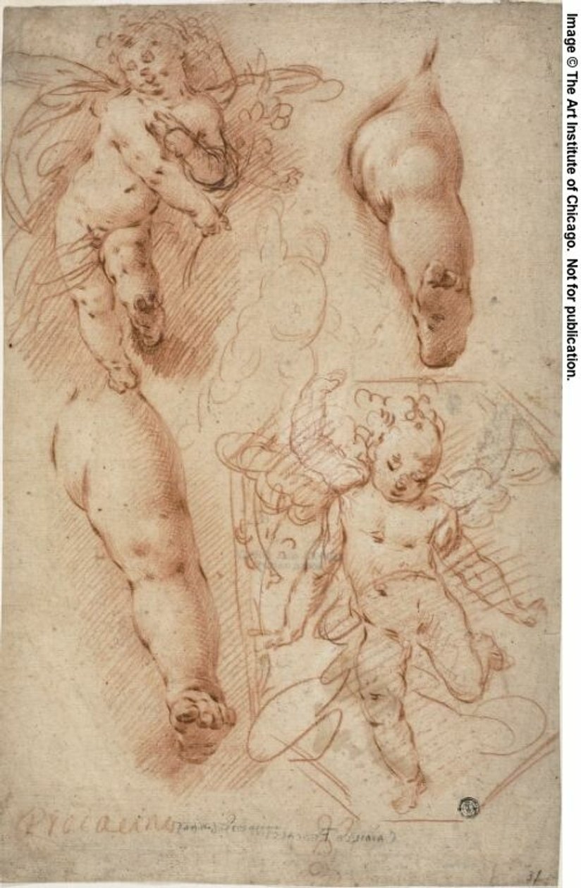 Schetsen van Putti, Benen door Ercole Procaccini the younger