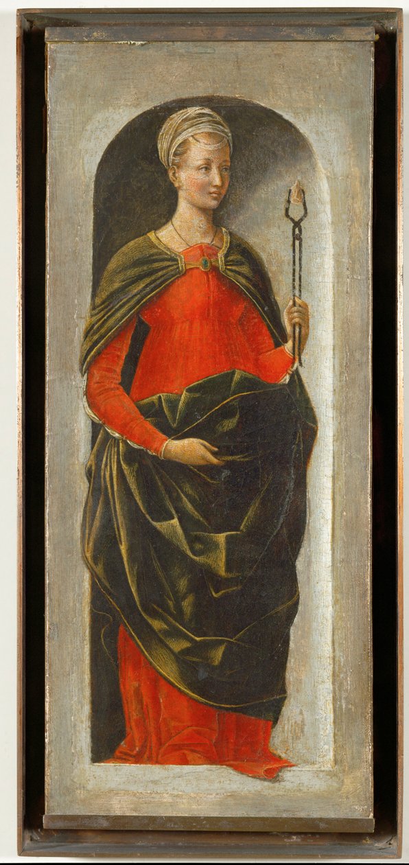 Saint Apollonia, rechterzuil van het altaar van Saint Vincent Ferrier geschilderd voor Bologna door Francesco Cossa, afgewerkt door Ercole di Roberti ... door Ercole de Roberti
