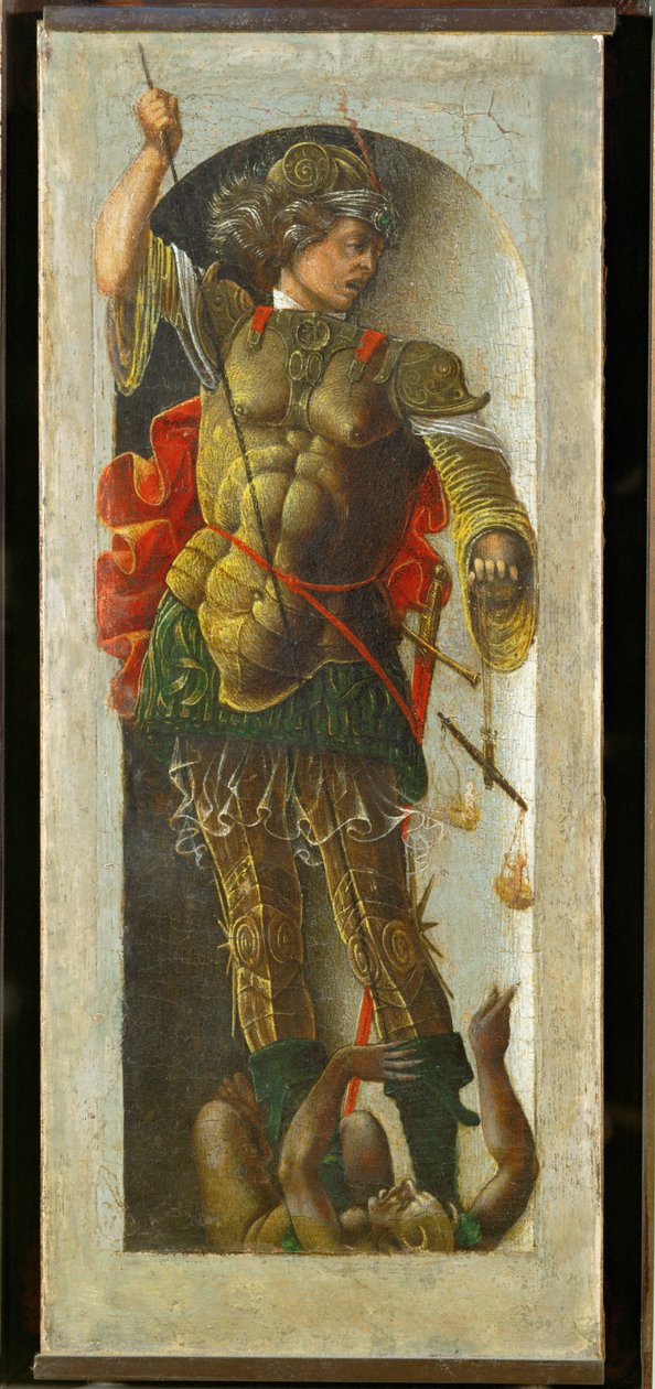 Saint Michael, zuil van een altaar voor Saint Vincent Ferrier, geschilderd voor Bologna door FrancescoCossa ... door Ercole de Roberti