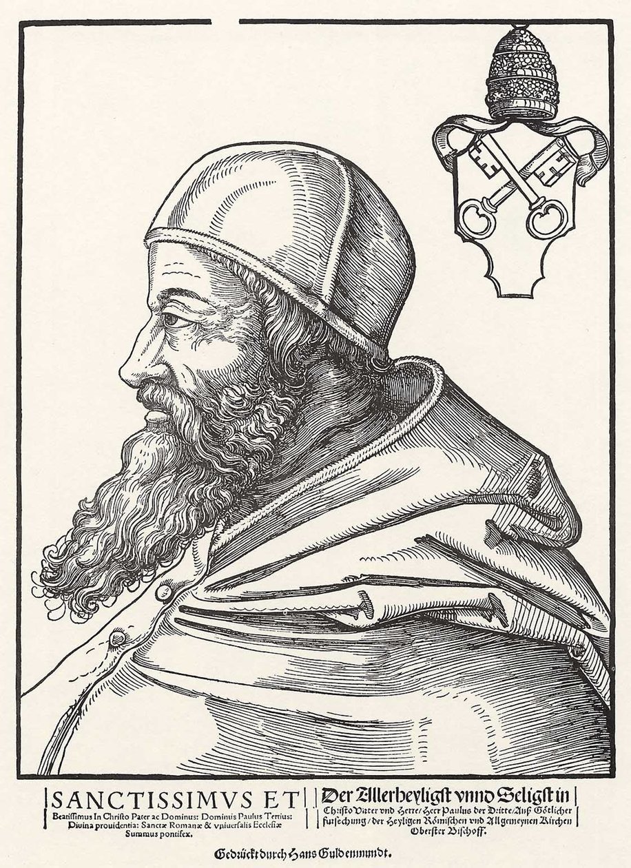 Portret van paus Paulus III Farnese door Erhard Schon