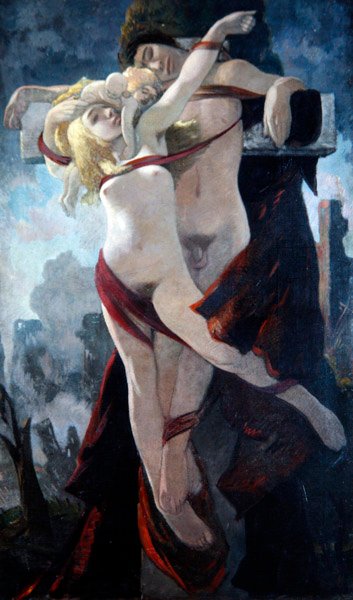 De mensheid gekruisigd, c.1919 door Eric Harald Macbeth Robertson