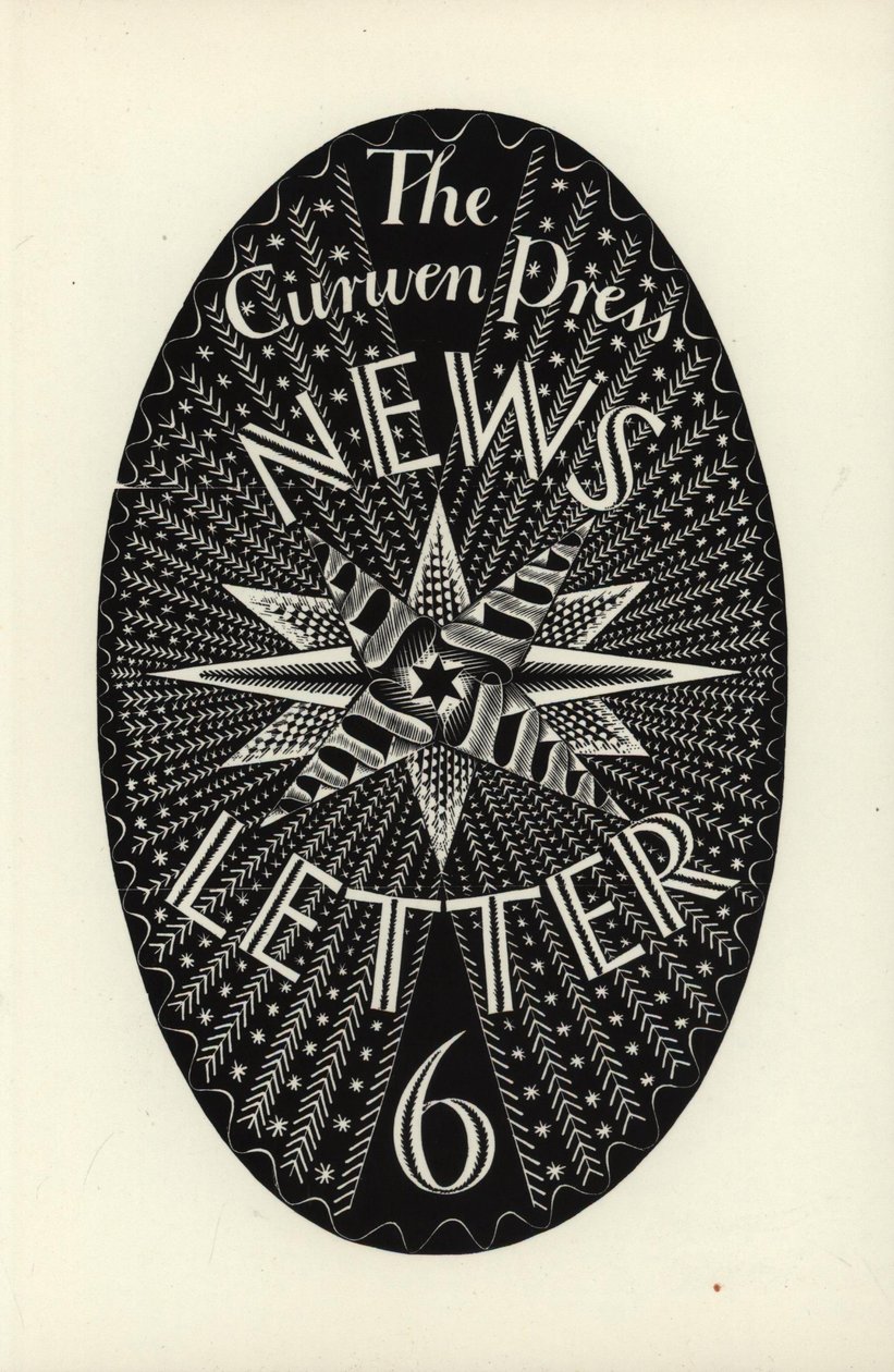 Ontwerp voor The Curwen Press Nieuwsbrief, nummer 6, 1934 door Eric Ravilious