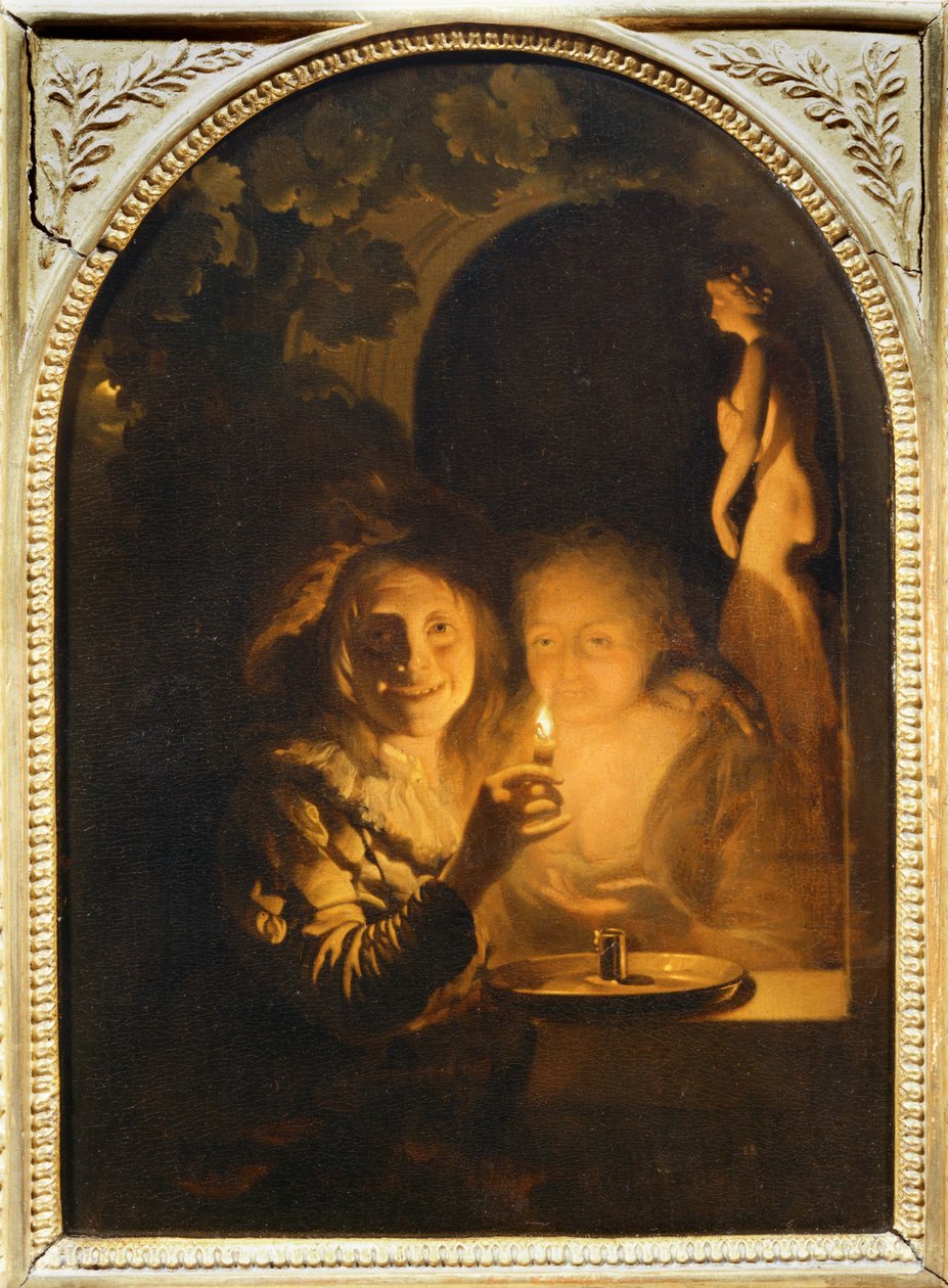 Paar verlicht door een kaars ... door Erich Lessing