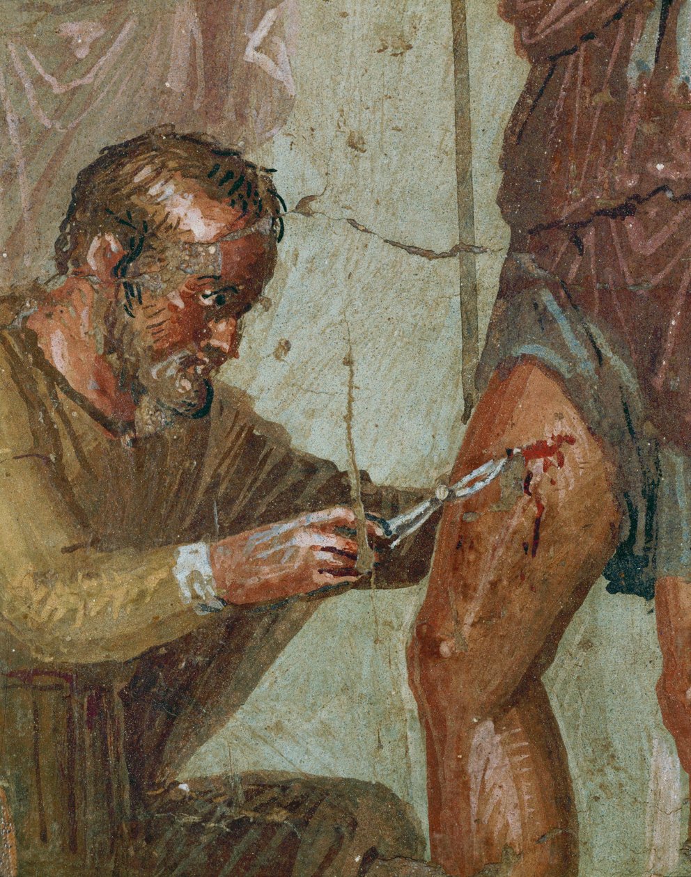 Gewonde Aeneas tussen Venus en Ascanius (fresco) door Erich Lessing