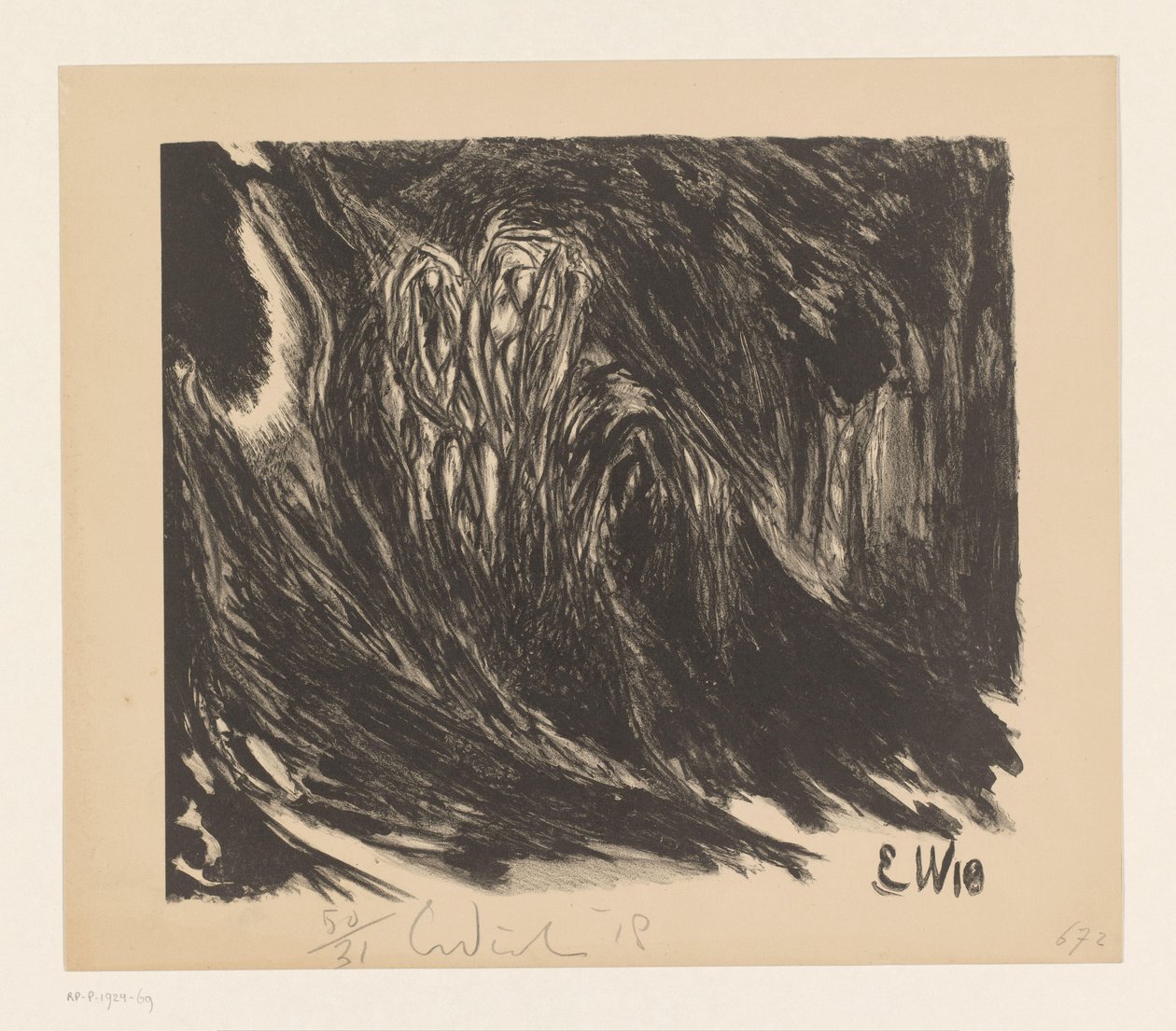 Abstracte compositie door Erich Wichmann (signed by artist)
