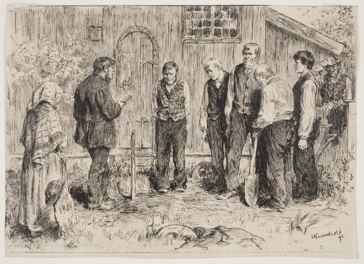 Een arme begrafenis in een Noors bergdorp door Erik Theodor Werenskiold
