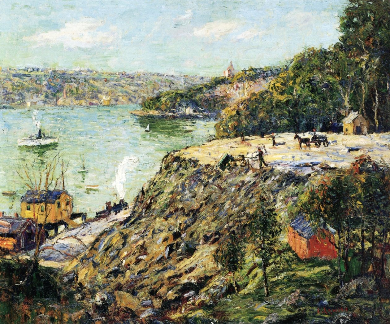 Over de rivier, New York, ca. 1910 door Ernest Lawson