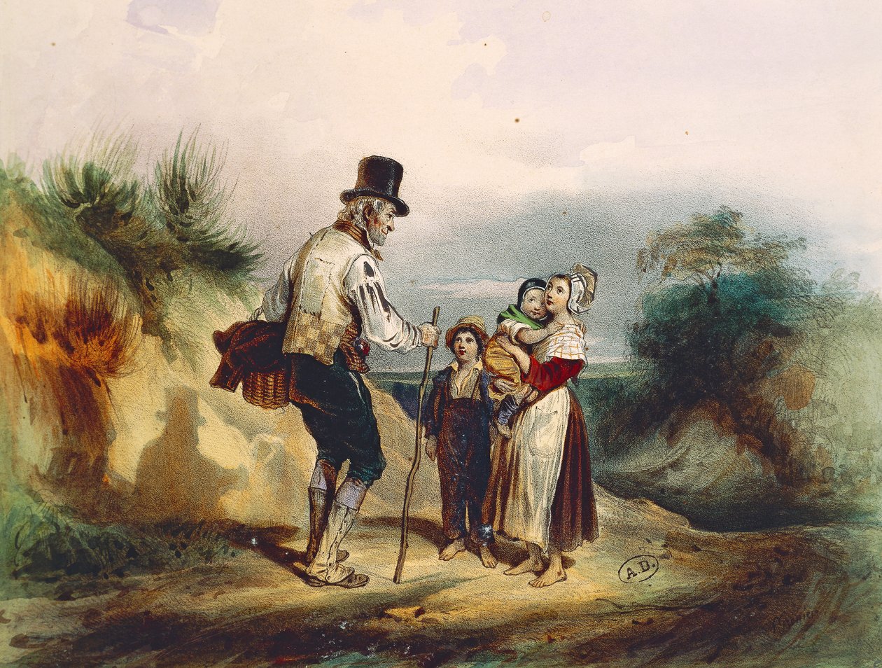 De korte weg, illustratie van aquarel door Ernest Grenier voor Les Misérables door Victor Hugo (1802-1885) door Ernest (after) Grenier