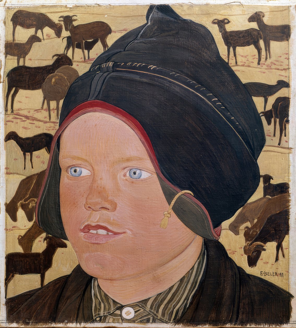 Het meisje met de schapen door Ernest Bieler