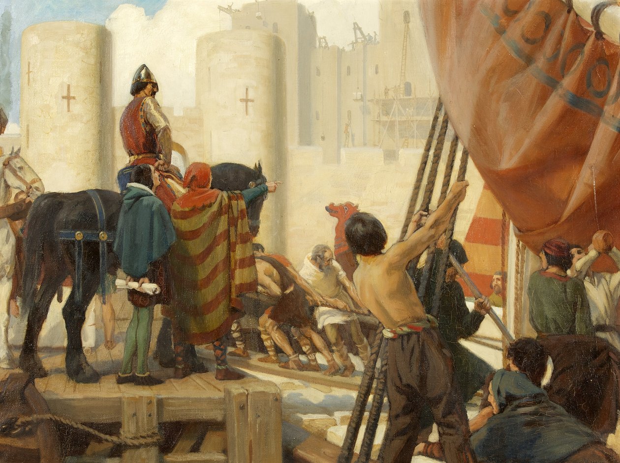 Robert, Graaf van Gloucester, bouwt de Grote Toren van Kasteel Bristol in 1116 door Ernest Board