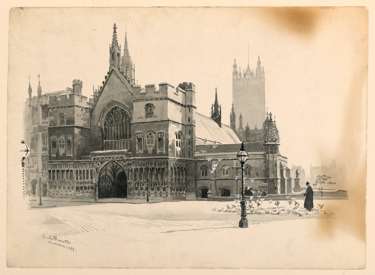Exterieur van Westminster Hall door Ernest Clifford Peixotto